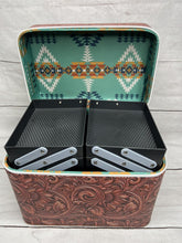Load image into Gallery viewer, Tooled Leather Print & Turquoise ~ Makeup ~ Case