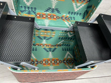 Load image into Gallery viewer, Tooled Leather Print & Turquoise ~ Makeup ~ Case