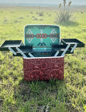 Load image into Gallery viewer, Tooled Leather Print & Turquoise ~ Makeup ~ Case