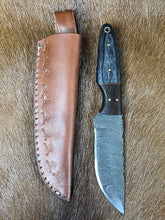 Load image into Gallery viewer, Hand ~ Forged ~ Skinner Knife ~ Twist Damascus ~ Hard Wood Wooden Bolster