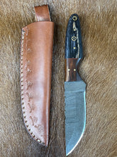 Load image into Gallery viewer, Hand ~ Forged ~ Skinner Knife ~ Twist Damascus ~ Hard Wood Wooden Bolster