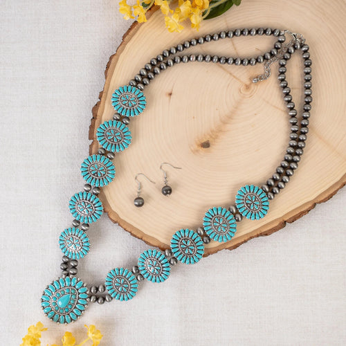 Faux ~ Turquoise ~ Cluster ~ Necklace ~ Set