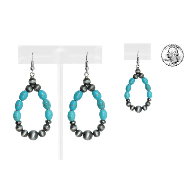 Silver & Turquoise Faux Navajo Pearl Earrings