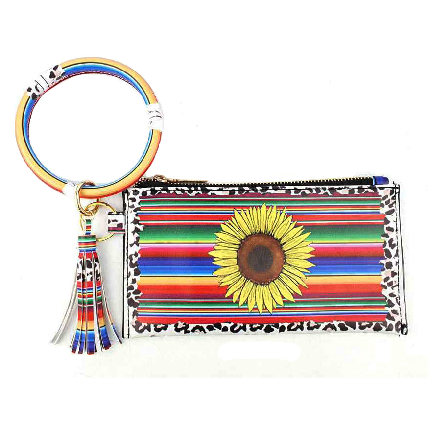 Serape ~ Faux Leather Bag ~ W/ Bangle Tassel ~ Key Ring