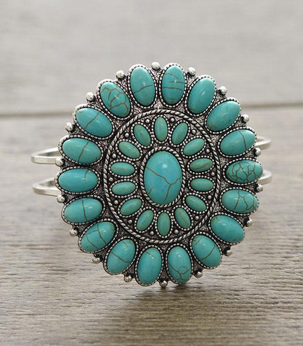 Turquoise Stone Hinge Bracelet