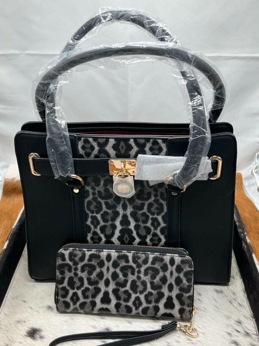 Black ~ Leopard ~ Handbag ~ Set