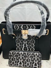 Load image into Gallery viewer, Black ~ Leopard ~ Handbag ~ Set