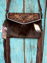 Load image into Gallery viewer, American Darling ~ Leather ~ Hide ~ Fringe ~ Crossbody ~ Bag