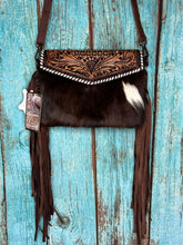 Load image into Gallery viewer, American Darling ~ Leather ~ Hide ~ Fringe ~ Crossbody ~ Bag