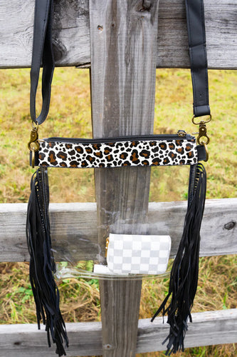 Clear ~ Leopard ~ Crossbody ~ Fringe ~ Bag