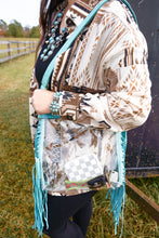 Load image into Gallery viewer, Clear ~ Turquoise ~ Crossbody ~ Fringe ~ Bag