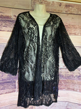 Load image into Gallery viewer, Long Sleeve Black Lace Kimono (OS)