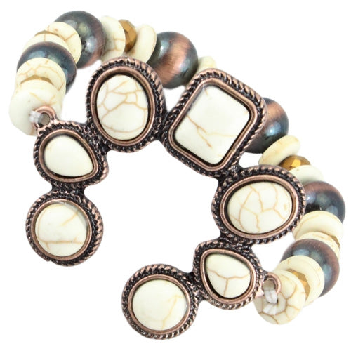 Copper & White Western Stretch Bracelet