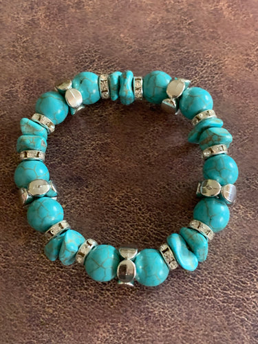 Turquoise Mixed Stone Stretch Bracelet