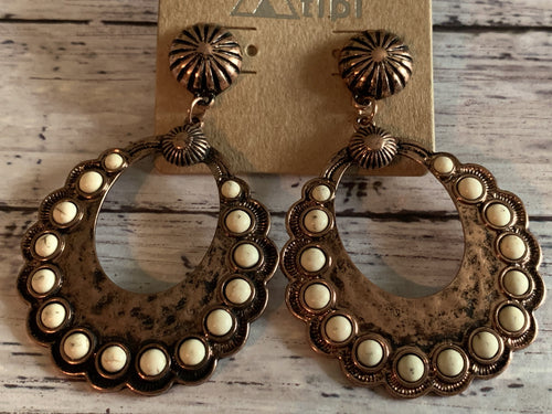 Copper Concho Post Earrings