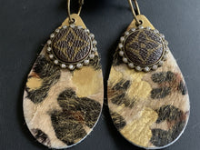 Load image into Gallery viewer, LV Upcycled Leopard Hair-On Leather Earrings