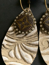 Load image into Gallery viewer, LV Upcycled Leather Drop Earrings