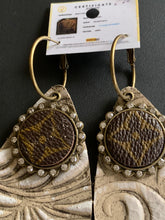 Load image into Gallery viewer, LV Upcycled Leather Drop Earrings