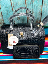 Load image into Gallery viewer, Black ~ Croc ~ Vegan Leather ~ Doctor&#39;s ~ Handbag ~ Set