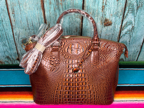 Inspired ~ Brown ~ Croc ~ Vegan ~ Leather ~ Handbag