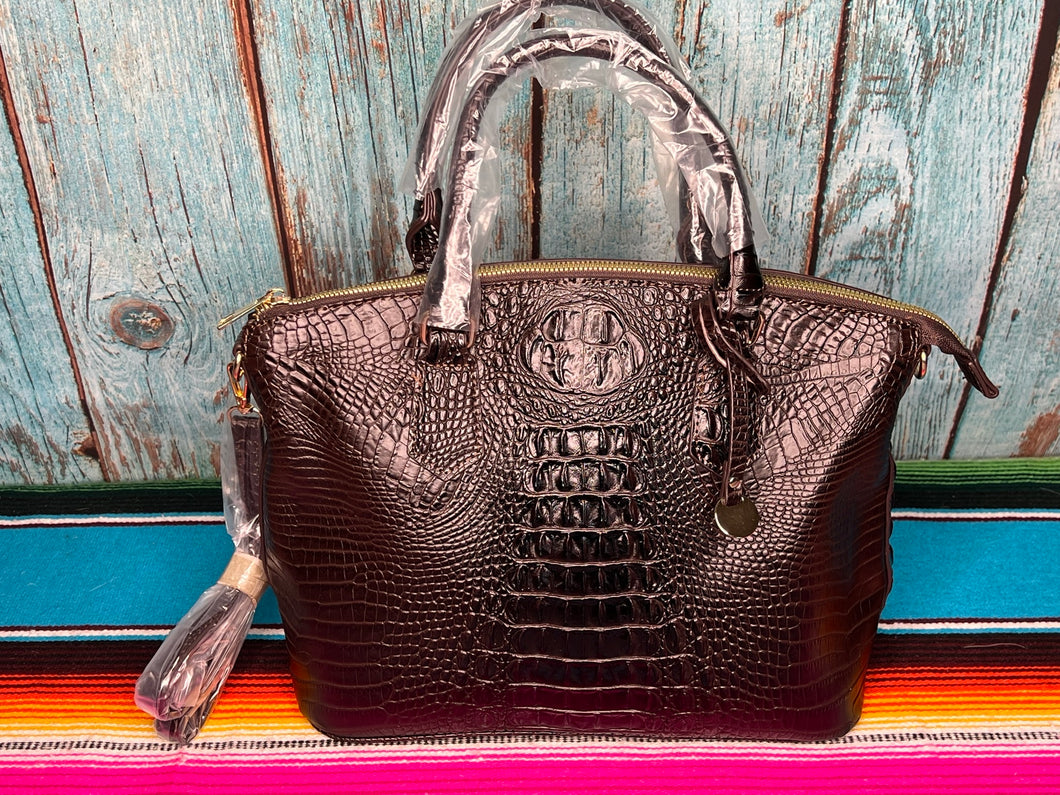 Inspired ~ Chocolate Brown ~ Croc ~ Vegan ~ Leather ~ Handbag