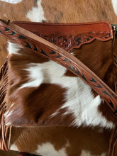 Load image into Gallery viewer, Myra ~ Brown &amp; White ~ Hair-On-Hide ~ Leather ~ Fringe ~Bag