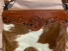 Load image into Gallery viewer, Myra ~ Brown &amp; White ~ Hair-On-Hide ~ Leather ~ Fringe ~Bag