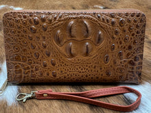 Load image into Gallery viewer, Brown~ Croc ~ Wristlet ~ Wallet