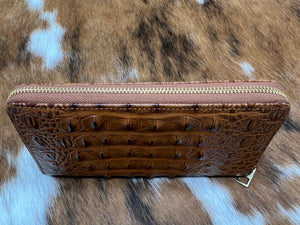 Brown~ Croc ~ Wristlet ~ Wallet