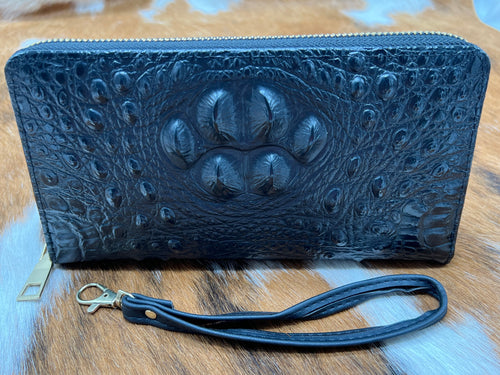 Black~ Croc ~ Wristlet ~ Wallet