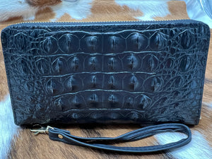 Black~ Croc ~ Wristlet ~ Wallet