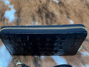 Black~ Croc ~ Wristlet ~ Wallet