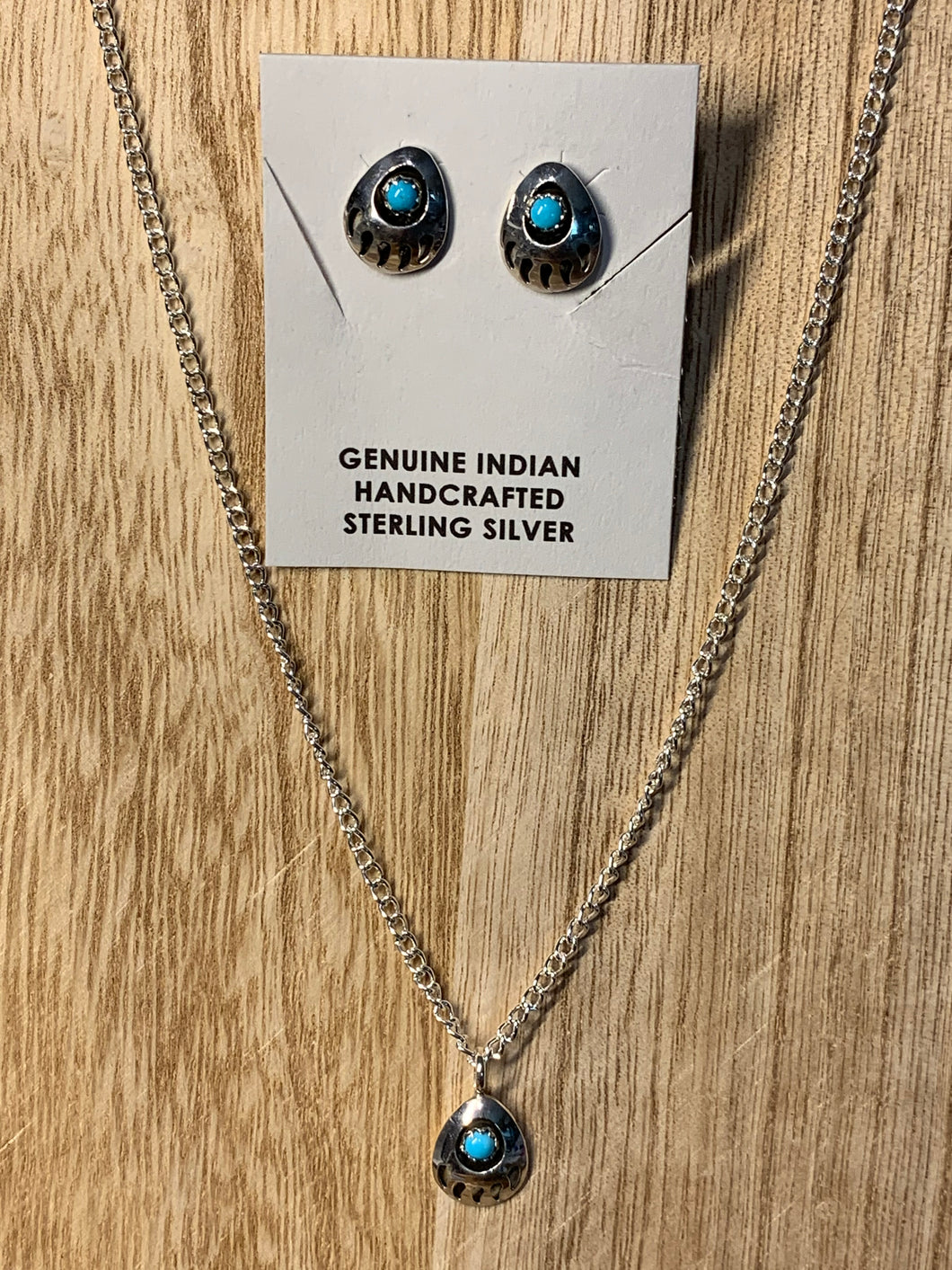 Bear Paw ~ Turquoise ~ Sterling Silver ~ Necklace Set