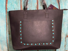 Load image into Gallery viewer, Black ~Turquoise Stud ~ Handbag