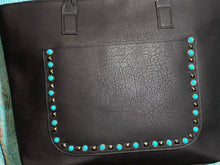 Load image into Gallery viewer, Black ~Turquoise Stud ~ Handbag