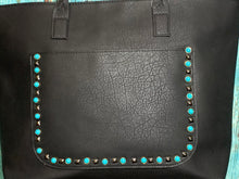 Load image into Gallery viewer, Black ~Turquoise Stud ~ Handbag