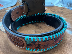 MYRA ~ Tooled ~ Leather ~ Turquoise ~ Belt