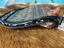 Load image into Gallery viewer, Turquoise ~ Embossed ~ Leather ~ Makeup ~ Bag