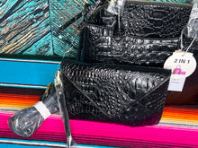 Load image into Gallery viewer, Black ~ Croc ~ Vegan ~ Leather ~ Bag ~ Set