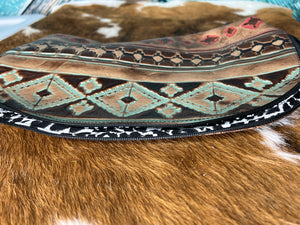 Turquoise ~ Embossed ~ Leather ~ Makeup ~ Bag