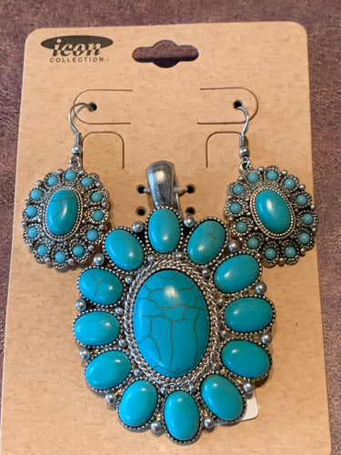 Turquoise Pendant Set