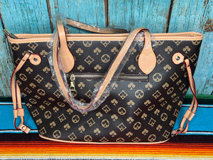 Brown ~ Monogram ~ Inspired ~ Tote ~ Set