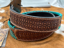 Load image into Gallery viewer, MYRA ~ Tooled ~ Leather ~ Turquoise ~ Belt