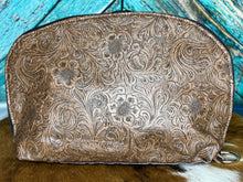 Load image into Gallery viewer, Turquoise ~ Embossed ~ Leather ~ Makeup ~ Bag