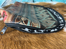 Load image into Gallery viewer, Turquoise ~ Embossed ~ Leather ~ Makeup ~ Bag