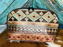 Load image into Gallery viewer, Turquoise ~ Embossed ~ Leather ~ Makeup ~ Bag