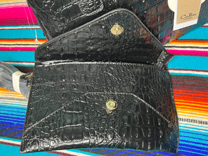 Black ~ Croc ~ Vegan ~ Leather ~ Bag ~ Set